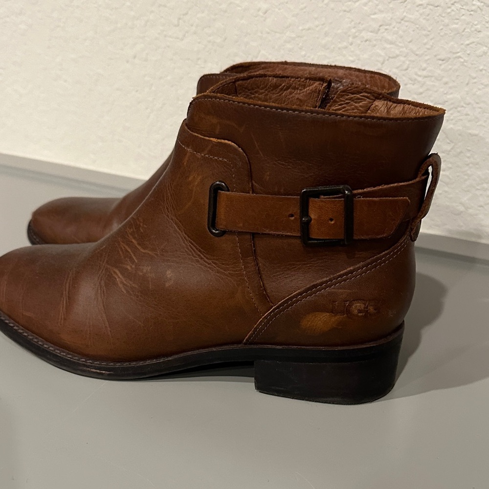 UGG Brown Leather Ankle Boots